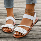 Women Sandals Fashion Flower Wedge Sandals Summer Casual Solid Color Sandals Breathable Beach Shoes Women Sandalias De Mujer