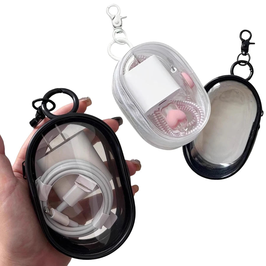 Compact Transparent Travel Cable Organizer Pouch - Storage Bag for Electronics Accessories Power Banks Chargers Headphones