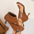 Women Sandals High Quality Summer Sandals Woman Solid Color Mid Heel High Heels Shoes Women Open Toe Flip Flops Sandals Female