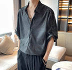 Man Shirt White Plain Hip Hop Shirts For Men Trend Regular Cool Tops Asia Button Up Original Korean Popular Clothes Summer S