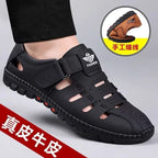 Men Sandals Leather 2024 Summer Breathable Casual Shoes for Man Slip on Clogs Outdoor Walking Shoes Non Slip Hand Made Sandalias