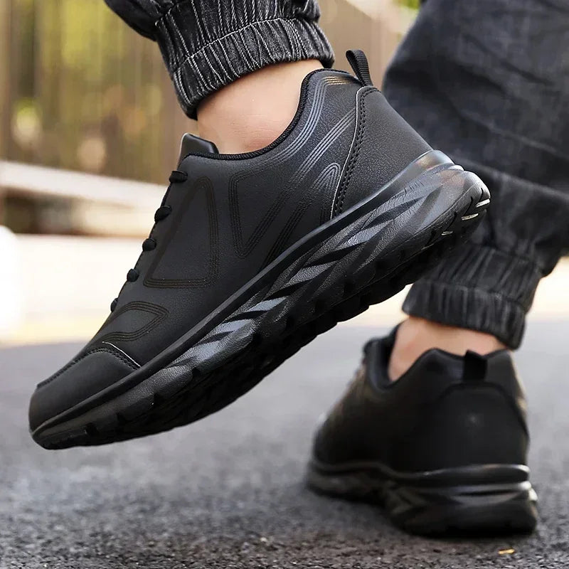 Men's Shoes Summer Men Sneakers Comfortable Classic Casual Flat Shoes Outdoor Walking Sport Black Shoe Man PU Leather Masculino