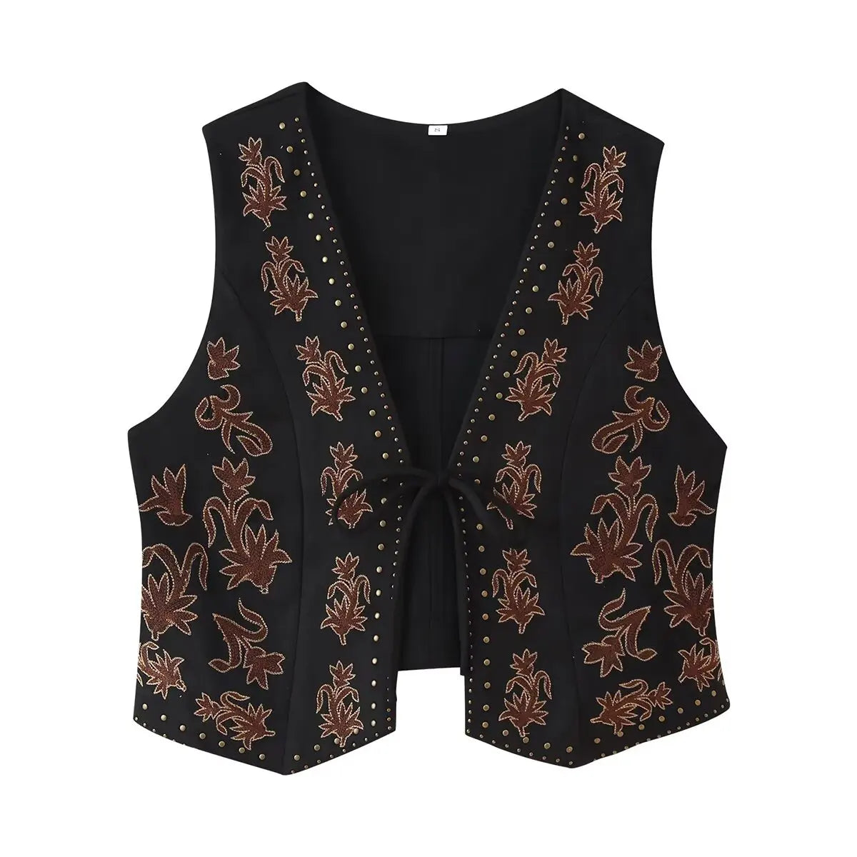 Women Fashion Embroidery Vest Suede Texture V-neck Waistcoat Sleeveless High Street 2025 New Vests Coat Female Tank Top