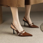 Women's Sandals 2025 Fashion Elegant Sexy Ladies Shoes Buckle Strap High Heels New Office and Career Retro Closed Toe Sandals