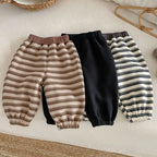Pants For Boys Kids Winter Fleece Thicken Warm Children Clothing Striped Casual Loose Toddler Trousers