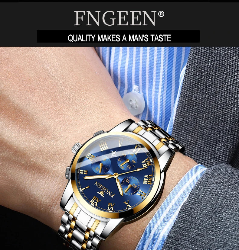 BINBOND 2pcs/Set Couple Watches Fashion Casual Men Ladies for Quartz Watch Lover Waterproof Stainless Steel Watch Valentine Gift