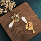 Earrings for Women Trendy Gold Color Drop Earrings Enamel Flower Hanging Earrings Chinese Style Jewelry Girl Party Gift Earrings