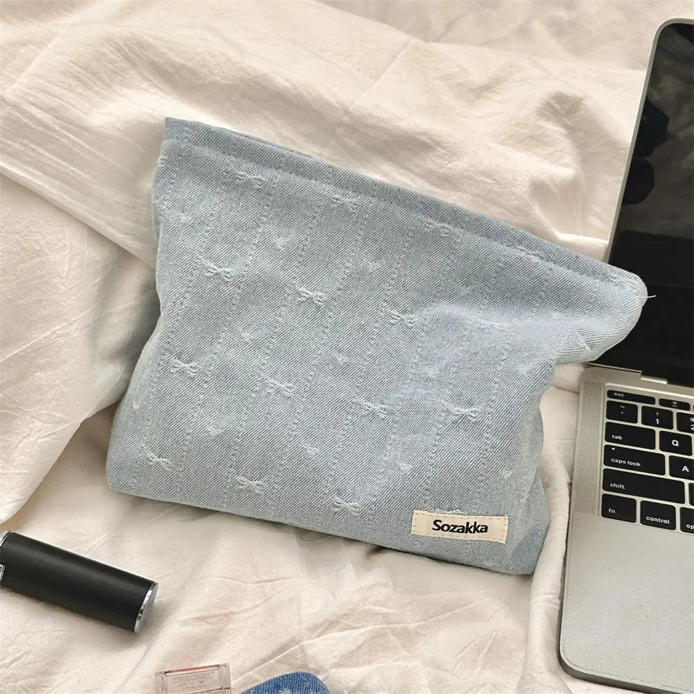 Cosmetic Bag Women Floral Makeup Case Organizer Korean Embroidery Cosmetic Pouch Travel Toiletry Bag Corduroy Canvas Beauty Case