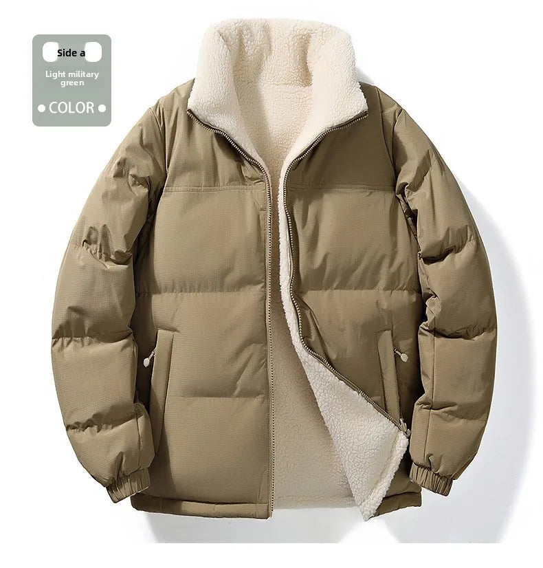 Winter Cotton Coat for Men - New Style, Lamb Hair Padded Cotton Coat, Double-sided Wear, Loose and Warm Cotton Jacket for Women