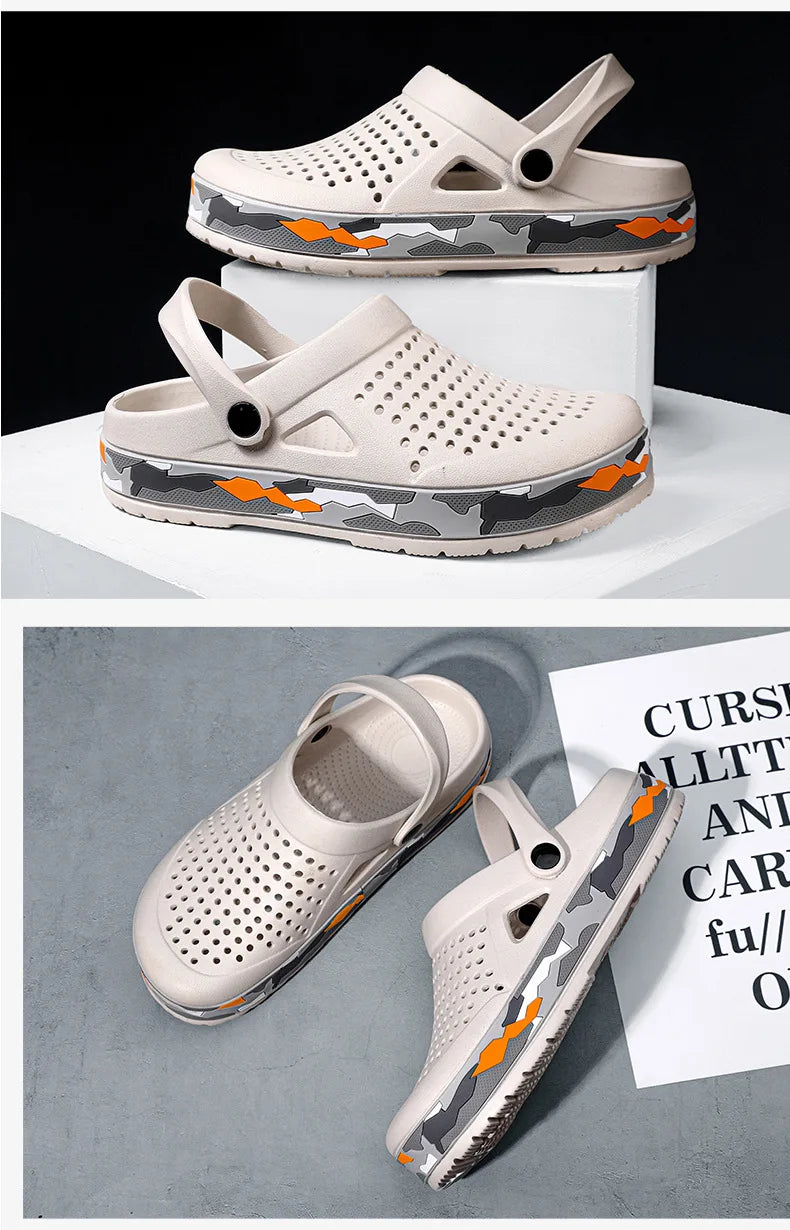 Slippers for men in summer, wearing breathable sandals outside the head, outdoor cooldown, anti slip beach, straight drag