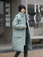 Vielleicht 2024 Snow Wear New Solid Winter Coat for Women Down Jacket Warm Casual Loose Hooded Winter Women Jacket Long Parkas