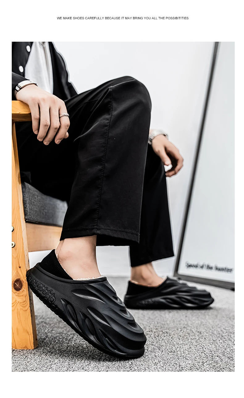 Slippers for Men Add Velvet Heel Covering Non-Slip Wear-resistant Waterproof Couple Women Home Shoes Shoes for Men Warm New