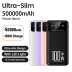 2025 NEW Power Bank 50000mAh High Capacity 100W Fast Charging Portable Charger External Battery Pack Powerbank for IPhone Huawei
