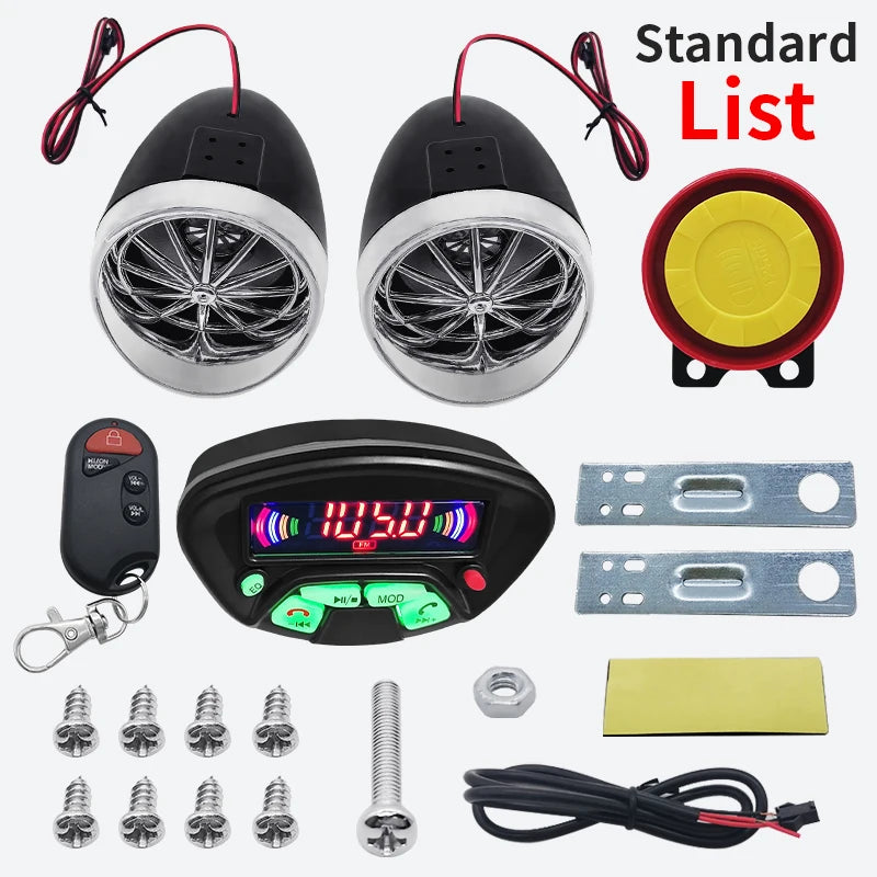 Motorcycle Audio With Hands-free Call Speaker Anti-theft Motorbike Waterproof FM Mp3