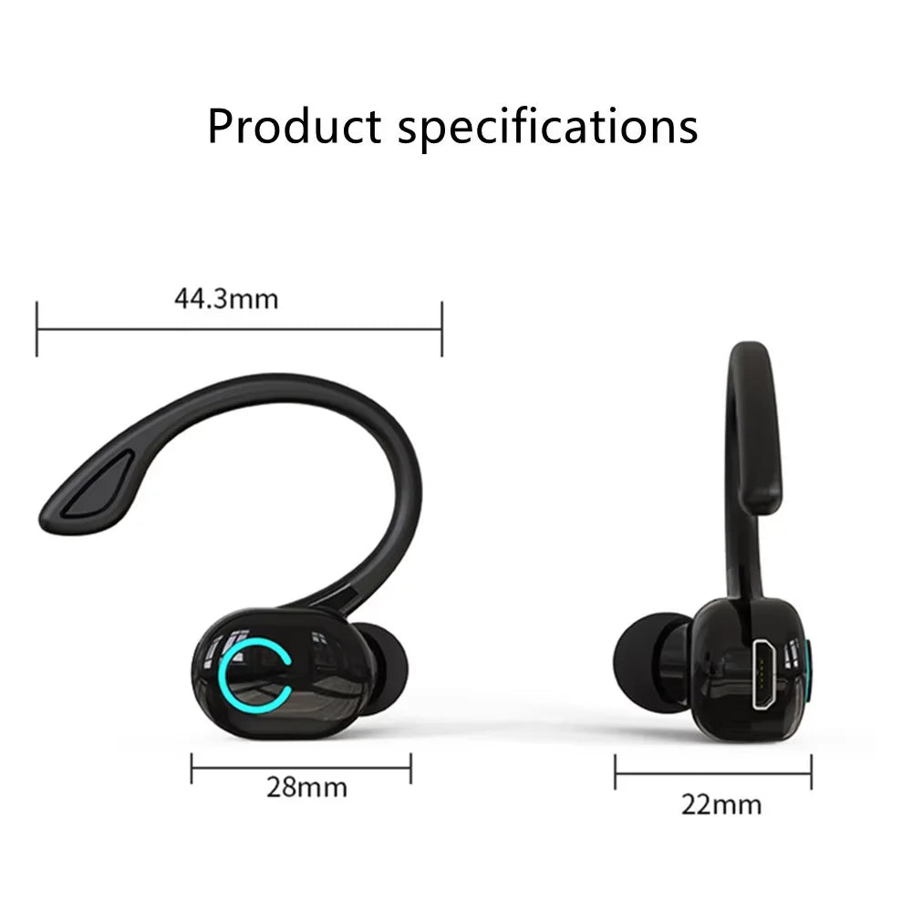 Bluetooth 5.2 Business Wireless Headphone Ear-Hook Mini HIFI Bass Noise Cancelling Earphone With Mic Sport Game Headset