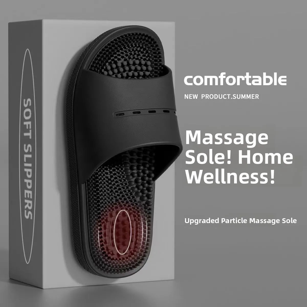 Men's Massage Slippers Anti-Slip Indoor Home Batoom Bathing Sandals Simple Sle PVC Material Comfortable Summer Slippers