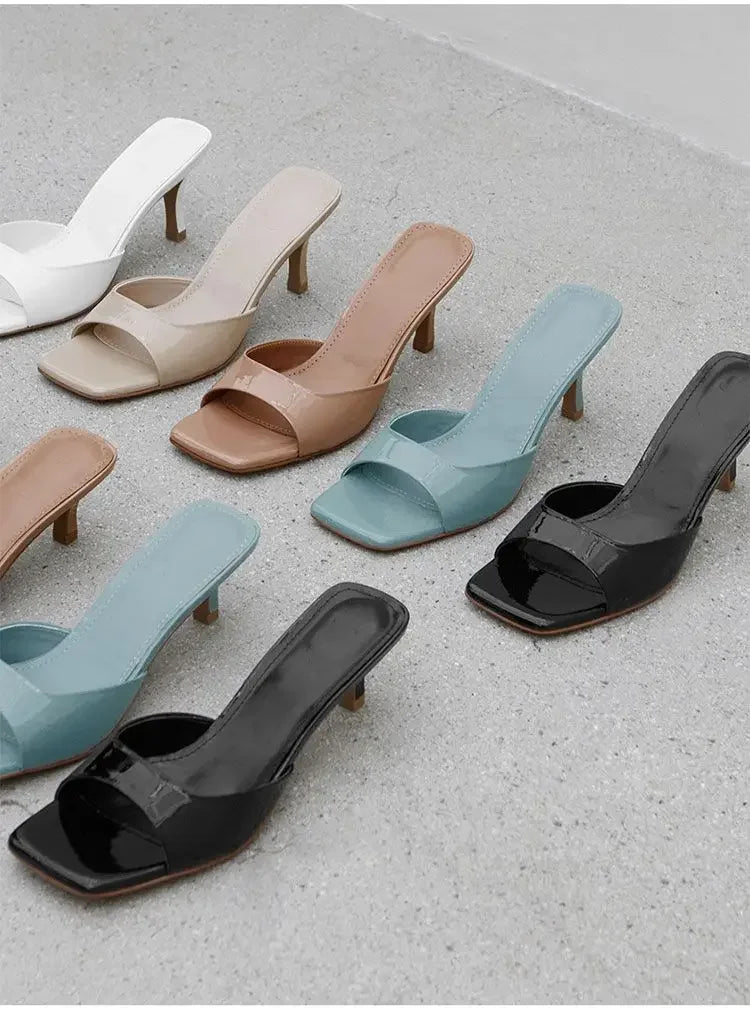 Women High Heel Sandals Summer New Fashion Square Toe Open Toe Women Elegant Casual Comfortable Black High Heel Sandals