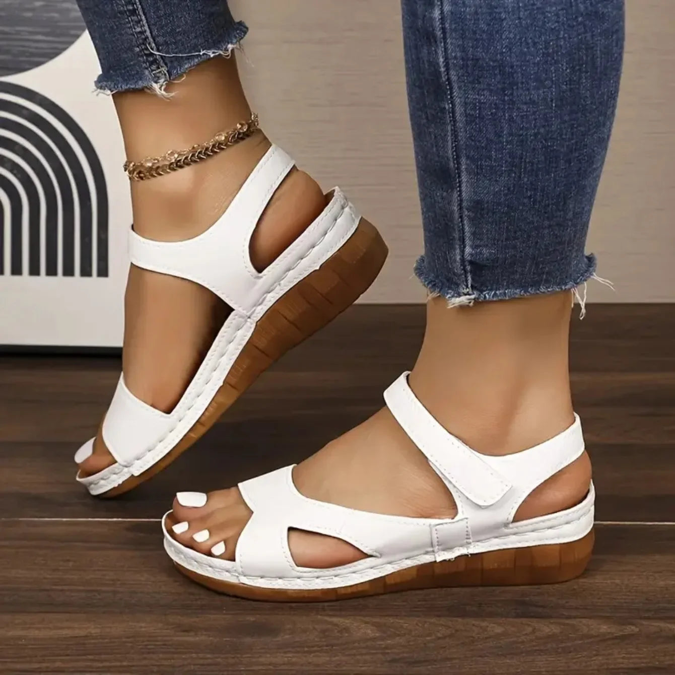 Women Sandals 2025 New Summer Beach Sandals Women Heels Sandalias Casual Wedges Footwear Summer Shoes Soft Heeled Sandals Woman