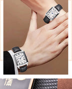 Couple Woman & Men Casual Watches Luxury Brand Square Dial Fashion Leather Strap Lover's Dress Quartz Watch Relogios Femininos