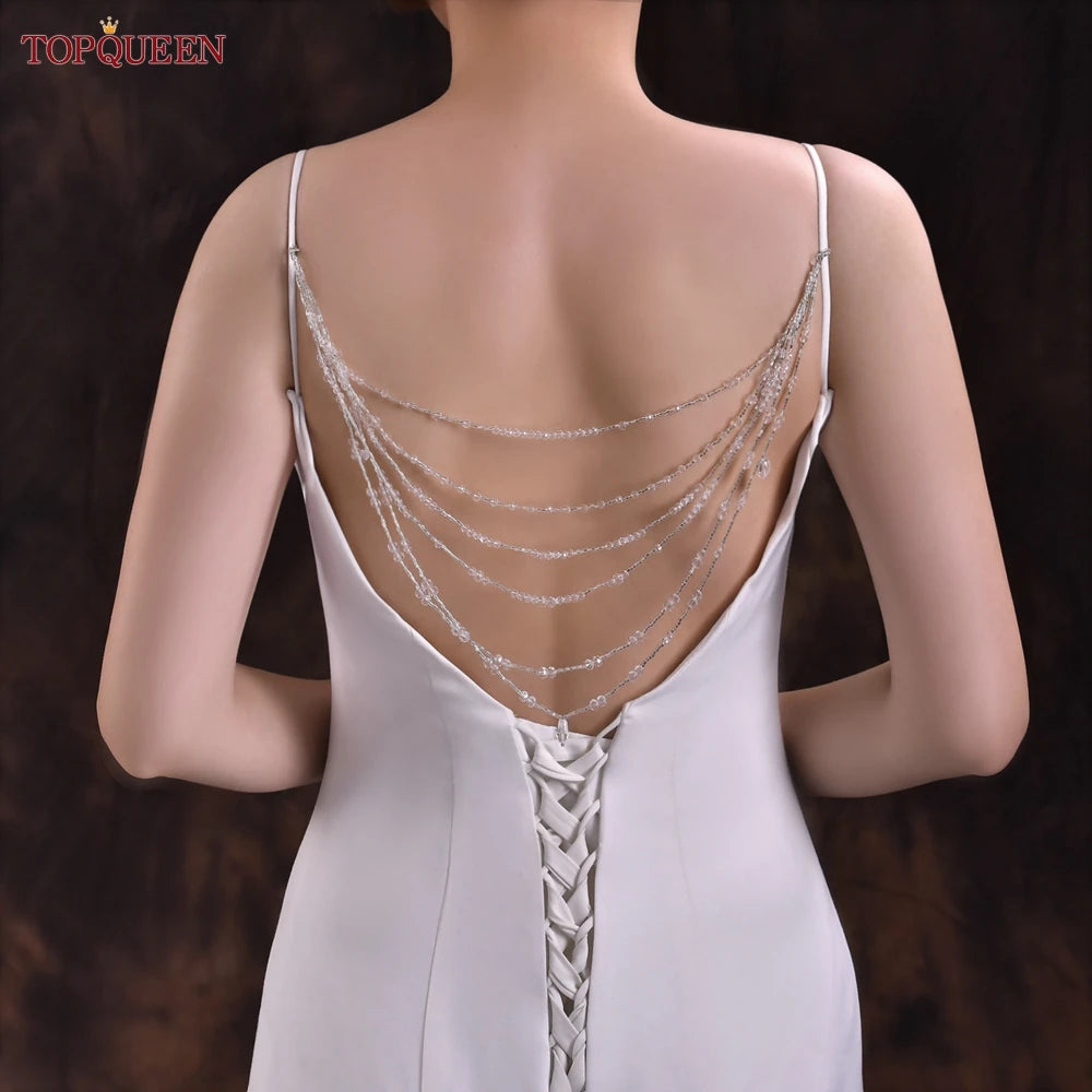 TOPQUEEN SG04 Jewelry Bride Wedding Accessories Crystal Tassel Pendant Necklace Women's Bolero Shawl Dress Shoulder Decoration