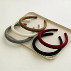 Winter milk white narrow edge hairband for Women Simple ,fresh solid-color fabric Versatile high-crown headband hair accessory