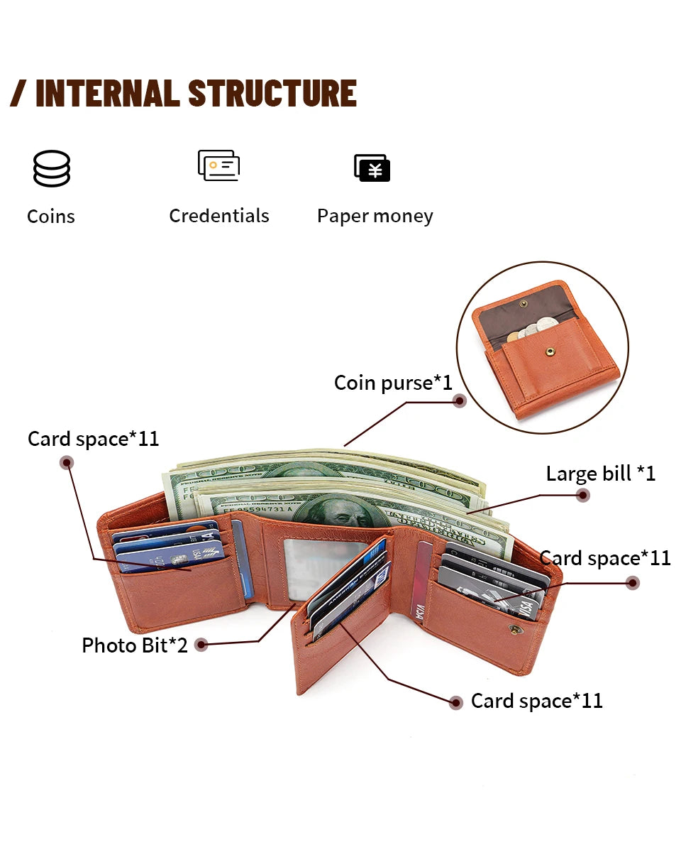 WESTAL Men's Leather Wallets for Card Holders Short Coin Purse Men Wallet Clutches for Photo Money Bags