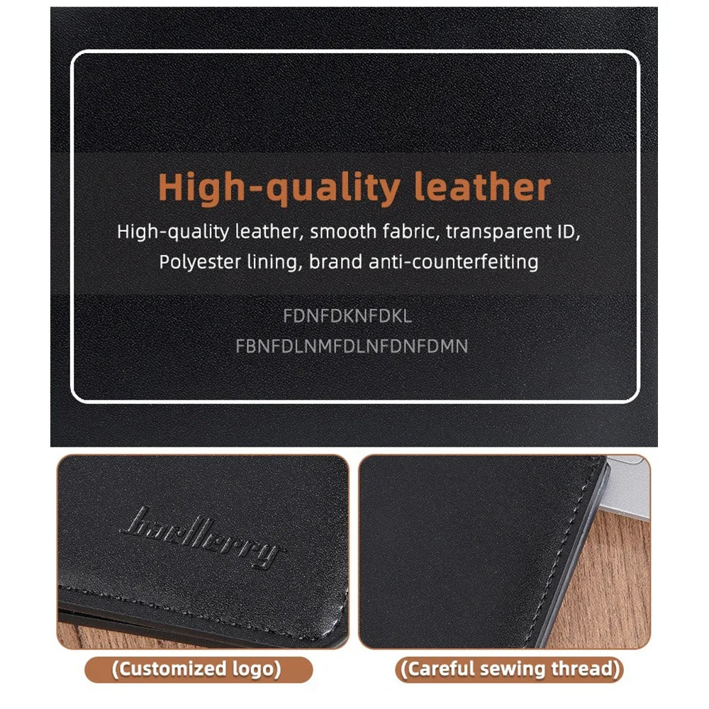 Men's PU Wallet, High - Quality Leather - Like, 6 Magnetic Slots + 1 Banknote Slot, Zipper Coin Pocket, ID Card Window