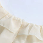 Solid Spliced Ruffles Loose Blouses For Women I Neck Long Sleeveless Temperament Minimalsit Shirts Female Fashion