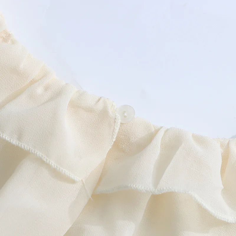 Solid Spliced Ruffles Loose Blouses For Women I Neck Long Sleeveless Temperament Minimalsit Shirts Female Fashion