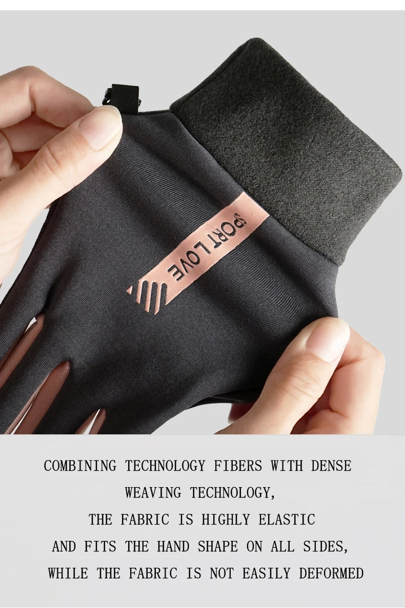 Winter Gloves for Women, Fleece-Lined, Windproof, Cold-Proof, Warm, Touchscreen-Compatible, Non-Slip, for Driving, Riding Motorcycles, Outdoor, Men's Gloves