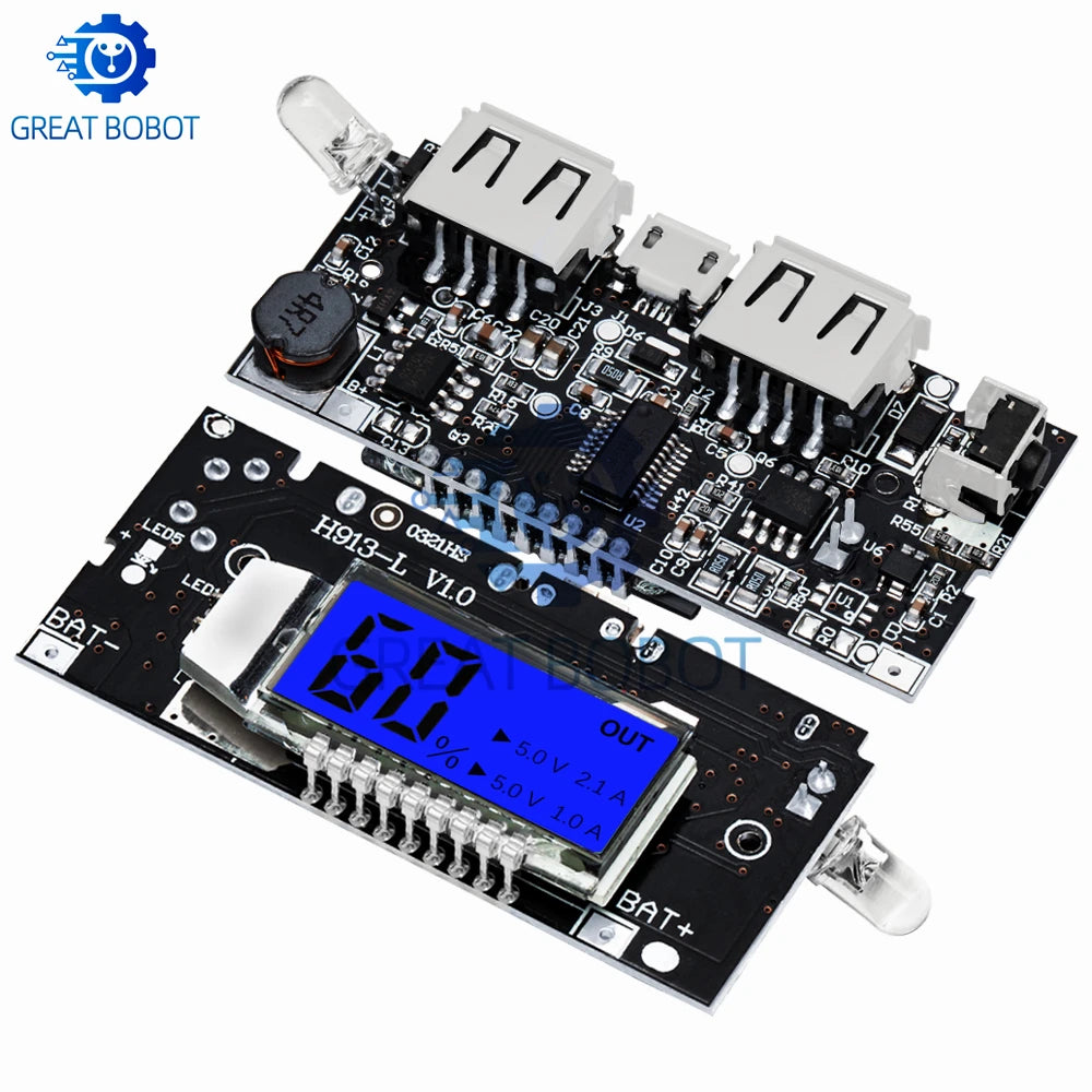 BS Dual USB Mobile Power Bank: 5V 1A & 2.1A Output! 18650 Battery - Powered PCB Power Module -  Phone Charging & DIY