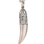Creative 925 Silver Ethnic Style glossy Necklace Keel chains Banquet faceted wolf tooth Pendant for Men's Retro Jewelry