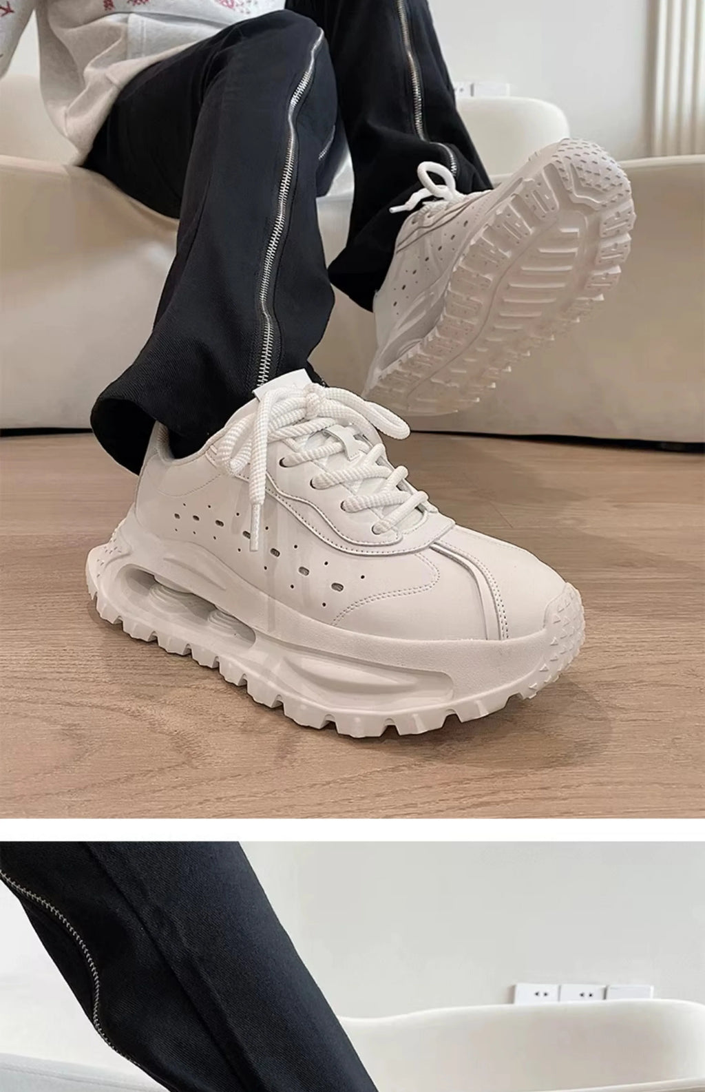 Sports shoes for men casual leather shoes street fashion brand design shock absorption soft sole height increasing dad shoes