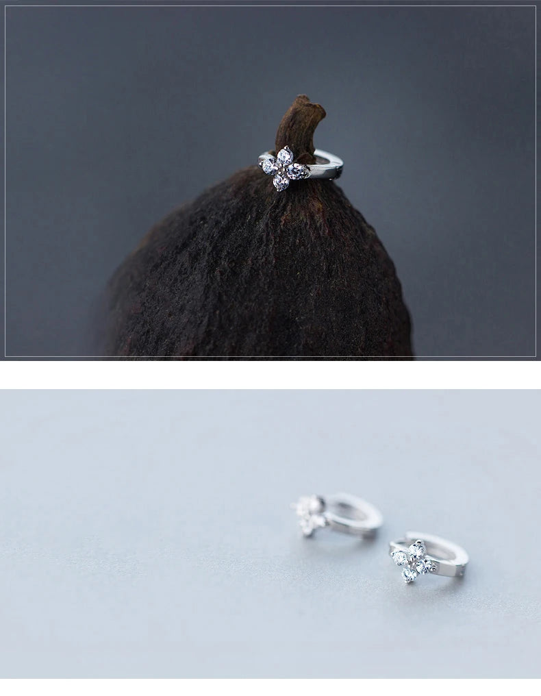 Modian Dazzling Hoop Earrings For Women Flower Cubic Zirconia Round Hoops Ear Fashion 925 Sterling Silver Fashion Jewelry Bijoux