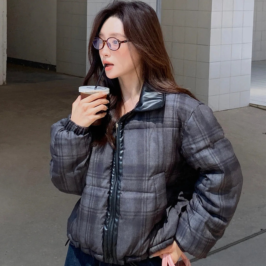 2025 New Korean Winter Women Down Cotton Jacket Parkas Short Cotton Padded Turn Down Collar Ladies Quilted Outerwear