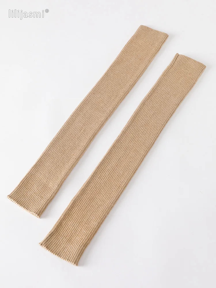 Autumn Winter 40 50 60CM Women's Wool Arm Warmers Knitted Woolen Arm Sleeve Solid Fine Long Knitted Fingerless Gloves Wholesale