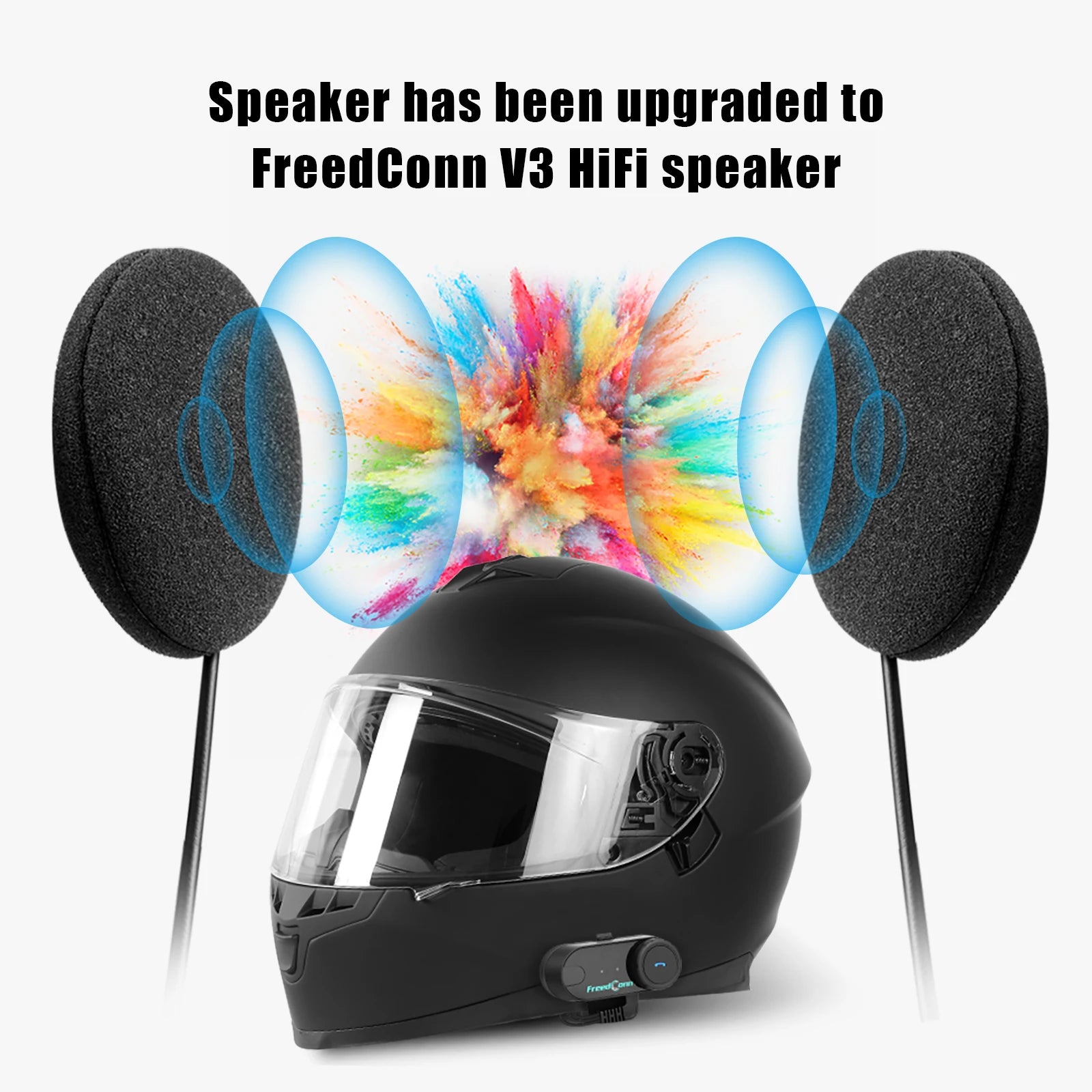 Freedconn Motorcycle Helmet Headset Stereo Bluetooth Hands Free Call Wireless Communication Interphone Music Sharing 6 Riders