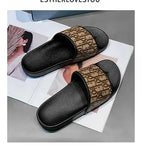 Men's Home Slippers Lightweight Summer New Style Flat and Worn Casual Retro Patterned Anti-slip Quick-drying Sandals