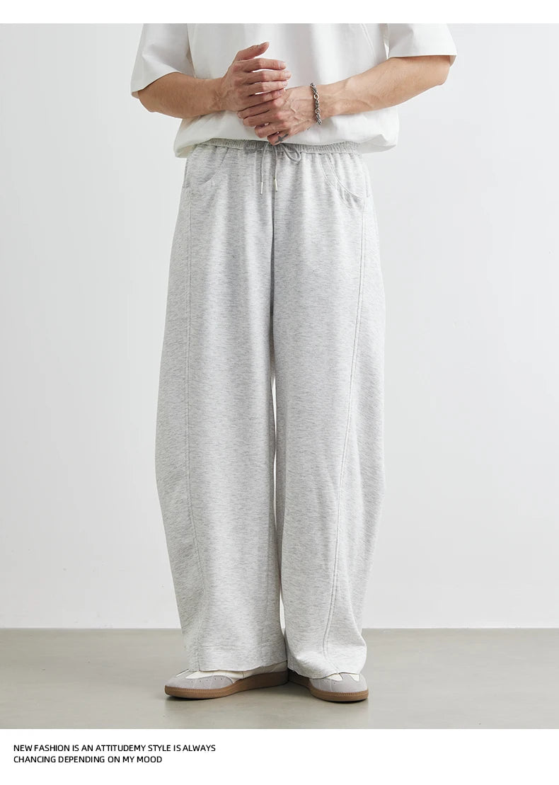 Men's American Fashion Casual Pants 2025 Summer New Style Solid Color Loose Drag Sweatpants Sports Straight Trousers Men's Wear