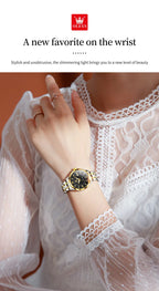 OLEVS 2906 Couple Watch Luxury Stainless Steel Waterproof Clock Fashion Roman Scale Diamond Calendar Dial Men Women Quartz Watch