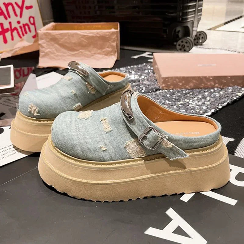 Flats Women Slippers Platform Slingback Mules Shoes Fashion Woman Sandals Summer 2025 Designer Flip Flops Dress Zapatos De Mujer