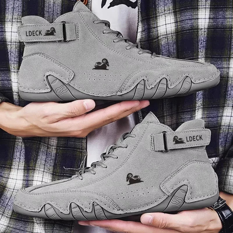 Men's Motorcycle Shoes Trendy Street Series Versatile Comfortable Soft Soled Loafers Jogging Training Daily  High Top Men Boots