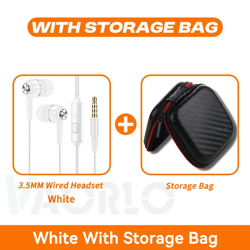 3.5mm Wired Headphones In Ear Headset Wired Earphones with Microphone Bass HiFi Stereo Earbuds Sports Music Gaming For Phones PC