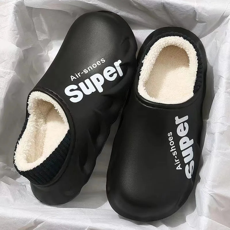 Winter Men Women Warm Slippers Cotton Slippers Outdoor Indoor Warm Shoes Men's Couple Home Bedroom Plush Slippers Big Size 46 47