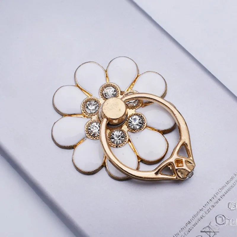 Mobile Phone Case Accessories Alloy Flower Phone Holder Creative Metal Ring Buckle Mobile Phone Decoration DIY Back Sticker