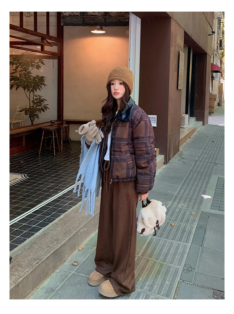 2025 New Korean Winter Women Down Cotton Jacket Parkas Short Cotton Padded Turn Down Collar Ladies Quilted Outerwear