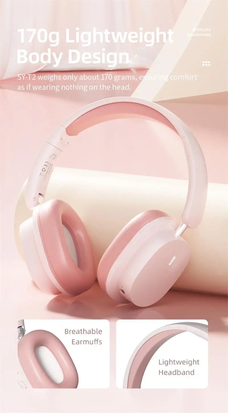 Head Mounted Wireless Earphones Foldable Bluetooth Earphones Built Microphone Earphones Audio Noise Cancelling Earphones