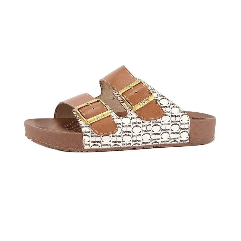 Women's Sandals Fashion Simple Beach Shoes Summer Ladies Outdoor Slippers Low Heel Massage Insole Comfortable