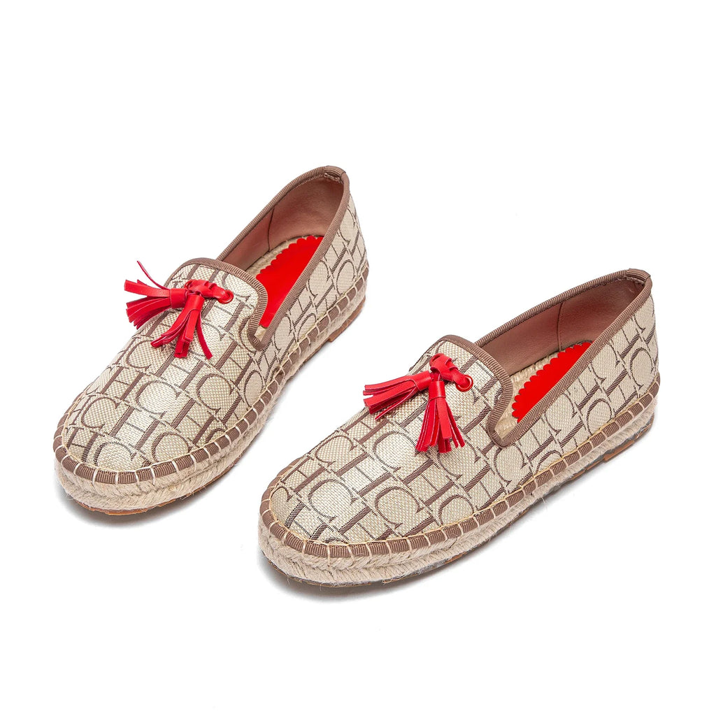 Flat CHCH Women's Shoes New Comfortable Vacation Fabric Casual Shoes Hemp Bottom Non slip Walking Woman Shoes