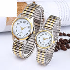 Man Women Couple Wrist Watches Stainless Steel Band Alloy Lovers Business Quartz Movement Wristwatch Elastic Strap Band Watch